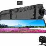 Mirror Dual Dash Cam, FHD Rear View Mirror Camera Smart Driving Assistant with 10" IPS Full Touch Screen Front and Rear Camera with Parking Assis