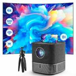 Projector, Potuem Full HD 1080P Projector 4K Supported, 300 ANSI Lumen, 4D/4P Keystone, Auto Focus, Movie Projector Portable Compatible with iOS/