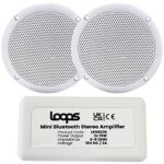 Loops UK Wireless/Bluetooth Amplifier & 2x 80W Ceiling Speaker Kit–Compact Home Hi-Fi Amp