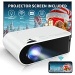 Mini Projector with Projector Screen, BACAR 6000 Lux Portable Projector Support 1080P HD 200" Display Compatible with HDMI USB VGA AV TF iOS & An