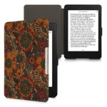 kwmobile Cork Case Compatible with Amazon Kindle Paperwhite - Book Style Protective e-Reader Flip Cover Folio Case - Summer Flowers Orange/Green/