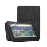 Fire 7 tablet (16 GB, Black, with Ads) + tablet fabric cover (Black) + NuPro transparent screen protector (2-pack)