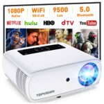 WiFi Projector, 5G Mini Projector 9500L Full HD Native 1080P Video Bluetooth Projector 4K, Portable Home Outdoor Wireless Mirroring Projector Com