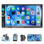 Hikity 7 Inch Car Stereo Receiver Double Din with Bluetooth Touch Screen Car Radio with FM Radio, USB AUX-in TF Card Input + Reverse Camera & Rem
