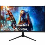 HTNZIR Curved 23.8 Inch 165Hz 144Hz Gaming Monitor, AMD FreeSync Premium Compatible, 2ms, VA, 1800R, LED Screen Frameless FHD 1080p PC Display, H