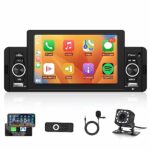 Car Stereo Single Din Touch Screen Apple Carplay, 5 inch Car Radio with Bluetooth Android Auto Mirror Link FM TF/SD USB SWC Rear View Camera