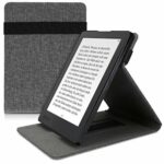kwmobile Cover for Kobo Aura H2O Edition 2 - Fabric e-Reader Case with Built-In Hand Strap and Stand - Grey
