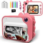 USHINING Kids Digital Camera,Instant Print Cameras for Girls,2.4 Inch Screen,1080P Print Camera with 32GB Memory Card, 5 Color Pens,3 rolls of pr