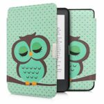 kwmobile Case Compatible with Kobo Clara HD Case - eReader Cover - Sleeping Owl Turquoise/Brown/Mint