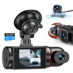 Kussla Dash Cam Front and Rear Inside 3 Channel Dashcam for Cars 1080P, Dash Camera with 32GB Card Adjustable Lens 3 Ways Triple Car Camera with