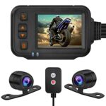 Qezodsx Camera Dash Cam, 2Inch IPS Screen 1080P+720P Dual AHD Bike Dashcam G-Sensor Parking Mode Driving Recorder Black