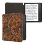 kwmobile Cork Case Compatible with Kobo Libra 2 - Book Style Protective e-Reader Flip Cover Folio Case - Summer Flowers Orange/Green/Red