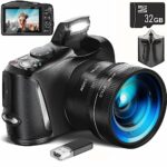 4K Digital Camera with Wide & Macro Lens, 32GB SD Card Included, Compact Bridge Camera Ideal for Photography & Vlogging – Beginner-friendly DSLR