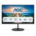 AOC Q27V4EA - 27 Inch QHD Monitor, 75Hz, 4ms, IPS, Adaptive Sync, Speakers, FlickerFree (2560x1440 @ 75Hz, 250cd/m², HDMI 1.4 x 1, DisplayPort 1.