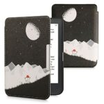 kwmobile Case Compatible with Kobo Clara HD Case - eReader Cover - Starry Sky Poppy White/Red/Black