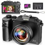 Digitai Camera 4K 48MP Compact Digital Camera for Photography, Vlogging Camera with Free 64GB SD Card,18X Digital Zoom,Dual-lens Selfie Function