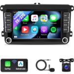 CAMECHO Android Car Radio for VW Volkswagen Passat Golf Jetta Tiguan Seat 2G+32G 7 inch Touch screen Double Din Car Stereo with CarPlay Android A