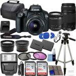 Camera EOS 2000D Rebel T7 DSLR Camera with 18-55mm DC III and 75-300mm III Lens 4 Lens Kit Bundled with + 2X 64GB Memory Cards, 3 Piece Filter Ki