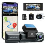 2K+1080P+1080P Dash cam, AZDOME 3-Channel (Front & Cabin & Rear) 3.19'' IPS Built in GPS WiFi Car Dash Camera, 4K+1080P Dual Camera, Sony IMX307