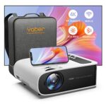 Projector Wifi 6 Bluetooth,YABER Pro V8 450 ANSI Lumen Native 1080P HD Projector,4K Supported,4P/4D Keystone Correction,-50% Zoom,350" Display Ho