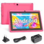 Haehne 7 Inch Tablet PC, Android 5.0 Quad Core A33, 1GB RAM 8GB ROM, Dual Cameras, Capacitive Touch Screen, Bluetooth, WiFi,Pink