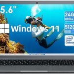 SGIN 15.6 Inch Laptop Windows 11, 24GB RAM 512GB SSD Storage, Celeron N5095 Processor(Up to 2.9GHz), PC Notebook with 1920 * 1080 IPS, 2xUSB 3.0,