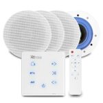 Power Dynamics Powerline Bluetooth Ceiling Speaker Set with 4x ESCS5 5.25" and A100W In-Wall Amplifier - Home Audio Hi-Fi Music System