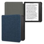 kwmobile Case Compatible with Kobo Libra 2 - Book Style Fabric e-Reader Cover Flip Folio Case - Blue