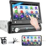 CAMECHO Android 10 Single Din Car Stereo with Bluetooth 7 Inch Flip Out Touch Screen Car Stereo with Backup Camera Sat Nav Support Mirror Link/AU