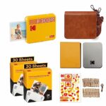 KODAK Mini 3 Retro 4PASS Portable Photo Printer (3x3 inches) + 68 Sheets Gift Bundle, Yellow