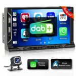 Hikity CarPlay Android 11 Car Stereo Double Din Built-in DAB/DAB+ 7" Touch Screen Car Radio Bluetooth with Android Auto Sat Nav WiFi Mirror Link