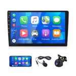 CAMECHO Apple Carplay Android Auto Double Din 9 Inch Touchscreen Bluetooth Car Stereo with FM Radio/USB/AUX-IN Support Mirror Link/SWC+ AHD Rever
