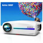 WiMiUS Projector 450 ANSI Lumens, Native 1080P Video Projector Support 4K with 4D ± 50° Electronic Keystone Correction, 300'' LED Home Projector
