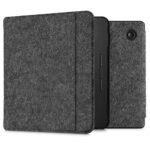 kwmobile Case Compatible with Kobo Libra H2O - Book Style Felt Fabric Protective e-Reader Cover - Dark Grey