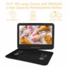 WONNIE 15.5 inch Portable DVD Player with 270 Swivel Screen, Built-in 6 hours Rechargeable Battery, Stereo Sound, Region Free,Support USB/SD/AV O