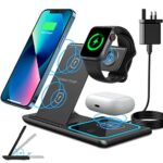 RARF Wireless Charging Station 3 in 1, 18W Fast Foldable Wireless Charger with Plug Compatible with iPhone 14/13/12/11 Series, iWatch Ultra 8/7/6