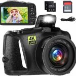 Digital Camera Full HD 4K Video Camera 48MP Compact Camera 16x Digital Zoom and 3.2 Inch Screen Vlogging Camera for Photography Beginners (Includ