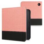 kwmobile Case Compatible with Kobo Libra 2 - PU Leather and Canvas e-Reader Cover - Dusty Pink/Black