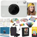 KODAK Printomatic Instant Camera (Grey) All-In-Bundle + Zink Paper (20 Sheets) + Case + Photo Album + 7 Sticker Sets + Markers + Scissors