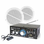 SkyTronic Cafe Restaurant Shop Bluetooth Amplifier Ceiling Speaker System Kit with 2x Ceiling Speakers