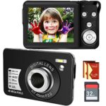 Digital Camera, Compact Vlogging Camera with SD Card 48MP 2.7K / 20FPS 2.7 Inch LCD Screen Anti-Shake Photoflash Selfile for Children Teenagers B