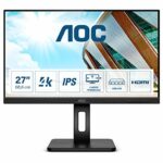 AOC U27P2CA - 27 Inch 4K UHD Monitor, 60Hz, IPS, USB-C Docking with 65w Power delivery, Height Adjust, Speakers, USB HUB (3840x2160@ 60Hz, 350 cd