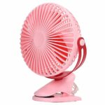 Small Clip On Fan, Lightweight Monocrystalline Silicon USB Cable Solar Panel Fan for Bedroom Office Desk (Pink)