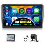 (2G + 32G) CAMECHO Android 11 Apple Carplay Double Din for Audi A3 2008-2012 Car Stereo with Sat Nav 9 Inch Touch Screen Car Stereo with Bluetoot