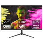 Thinlerain 27 Inch Monitor Full HD 1920x1080p IPS LED Screen Gaming Monitor for PC Computer(HDMI, VGA, 75hz, FreeSync, 5ms), Black