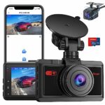 Dash Cam Front and Rear Built-in WiFi, 2.5K+1080P Dual Dashcam for Cars with 64G SD Card, APP Control, WDR, Night Vision, 170°+140°Wide Angle, Pa