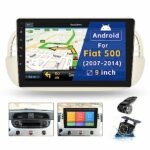 Hikity 9" Touch Screen Android Car Stereo for Fiat 500 2007-2014 Car Radio with Sat Nav WiFi BT USB SWC RCA FM RDS Rear View Camera for Fiat 500