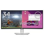 Dell S3423DWC USB-C 34 Inch WQHD (3440x1440) 21:9 1800R Curved Monitor, 100Hz, VA, 4ms, AMD FreeSync, 99% sRGB, Built-in Speakers, USB-C, 2x HDMI