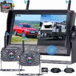Wireless Reversing Camera HD 1080P 2 Cameras with 7 Inch Touch Key DVR Monitor Rear View Camera System IP69K Waterproof Rohent R8