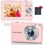 Digital Camera, 1080P HD 44MP Kids Digital Camera, 2.4" LCD Screen Rechargeable Compact Camera with 16X Digital Zoom Camera for Kids, Boys Girls,
